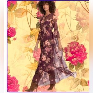 Johnny Was Purple  Maxi Sundress No Slip